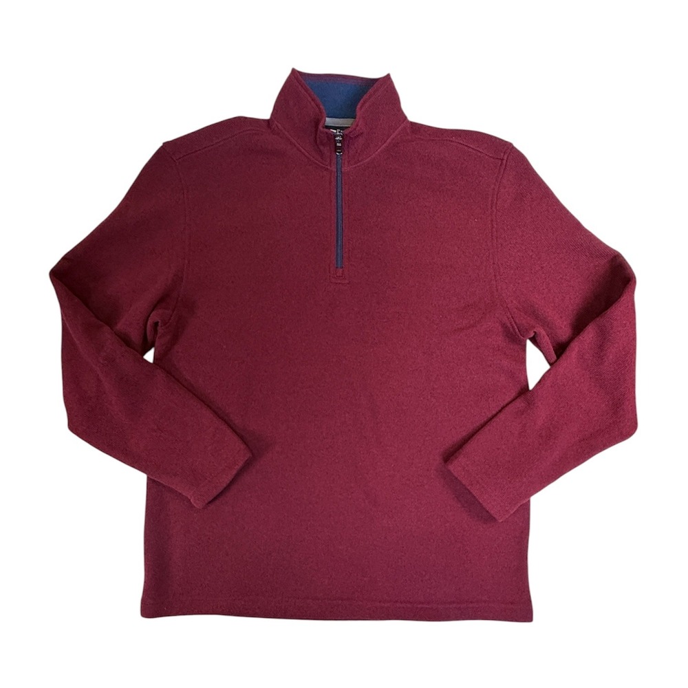 IZOD Advantage Performance Quarter Zip Pullover Mens Size M Burgundy Fleece